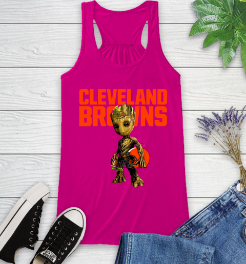 Cleveland Browns NFL Football Groot Marvel Guardians Of The Galaxy Racerback Tank 8