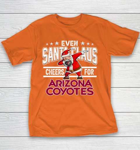 Arizona Coyotes Even Santa Claus Cheers For Christmas NHL Youth T-Shirt 4