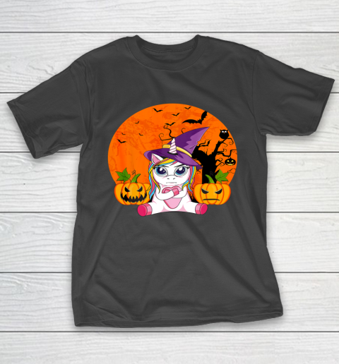 Funny Halloween Shirt Women Witchy Hat Unicorn T-Shirt