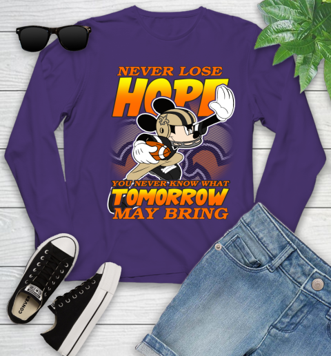 New Orleans Saints NFL Football Mickey Disney Never Lose Hope Youth Long Sleeve 4