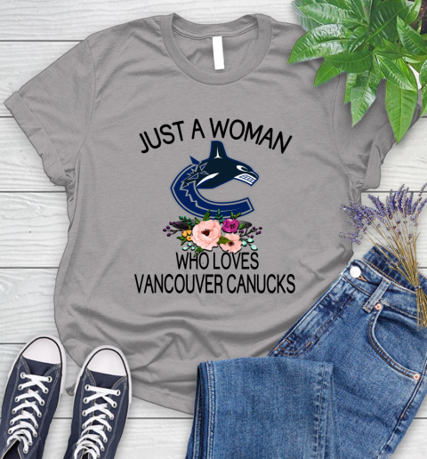 NHL Just A Woman Who Loves Vancouver Canucks Hockey Sports Women's T-Shirt 3