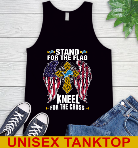 NFL Football Detroit Lions Stand For Flag Kneel For The Cross Shirt Tank Top