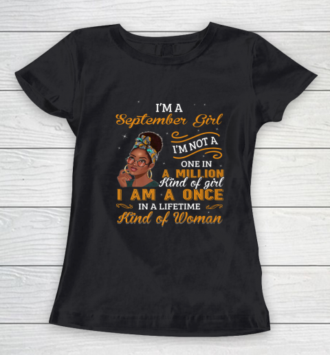 Black Women Virgo Libra Birthday Gifts I'm A September Girl Women's T-Shirt