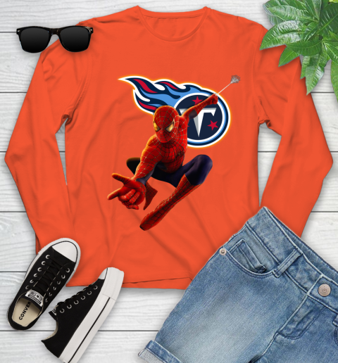 NFL Spider Man Avengers Endgame Football Tennessee Titans Youth Long Sleeve 4