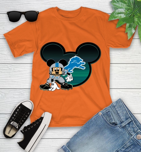 NFL Detroit Lions Mickey Mouse Disney Football T Shirt Youth T-Shirt 7