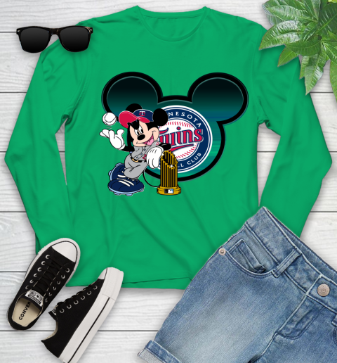 MLB Minnesota Twins The Commissioner's Trophy Mickey Mouse Disney Youth Long Sleeve 6