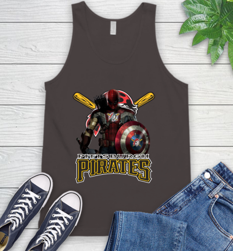 MLB Captain America Thor Spider Man Hawkeye Avengers Endgame Baseball Pittsburgh Pirates Tank Top 7