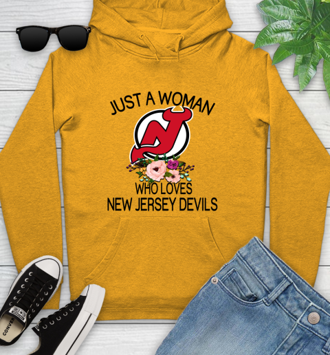 NHL Just A Woman Who Loves New Jersey Devils Hockey Sports Youth Hoodie 2