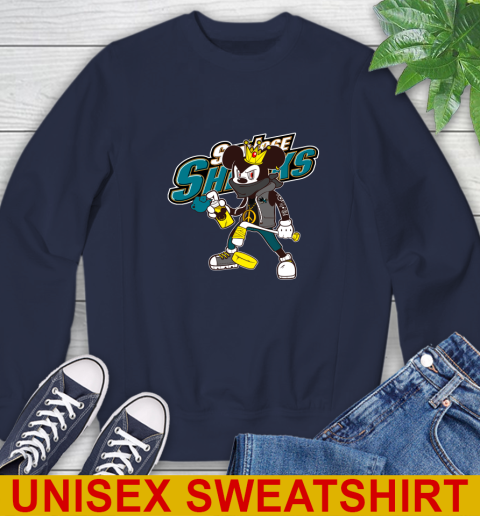 San Jose Sharks NHL Hockey Mickey Peace Sign Sports Sweatshirt 3