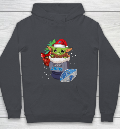 Detroit Lions Christmas Baby Yoda Star Wars Funny Happy NFL Youth Hoodie 7