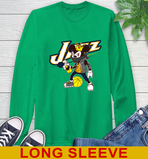 Utah Jazz NBA Basketball Mickey Peace Sign Sports Long Sleeve T-Shirt 7