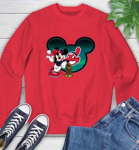 MLB Cleveland Indians The Commissioner's Trophy Mickey Mouse Disney Sweatshirt 10