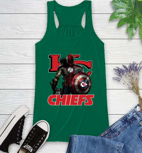 NFL Captain America Thor Spider Man Hawkeye Avengers Endgame Football Kansas City Chiefs Racerback Tank 7