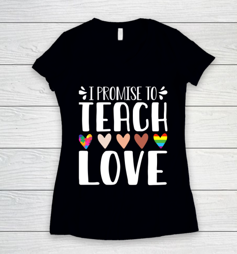 I Promise To Teach Love Autism African LGBT Pride Women's V-Neck T-Shirt