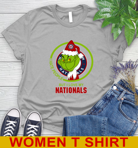 Washington Nationals MLB Christmas Grinch I Hate People But I Love My Favorite Baseball Team Women's T-Shirt 5