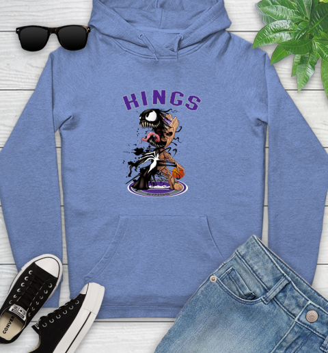 NBA Sacramento Kings Basketball Venom Groot Guardians Of The Galaxy Youth Hoodie 12
