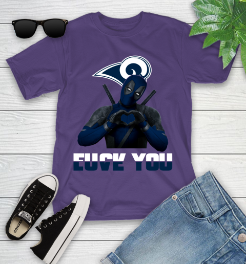 NHL Los Angeles Rams Deadpool Love You Fuck You Football Sports Youth T-Shirt 3