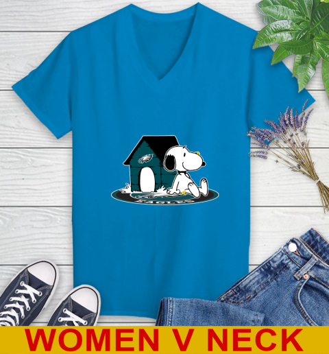 NFL Football Philadelphia Eagles Snoopy The Peanuts Movie Shirt Women's V-Neck T-Shirt 8