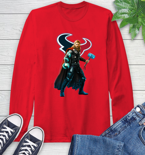 NFL Thor Avengers Endgame Football Houston Texans Long Sleeve T-Shirt 10