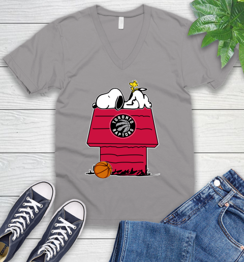 Toronto Raptors NBA Basketball Snoopy Woodstock The Peanuts Movie V-Neck T-Shirt 4