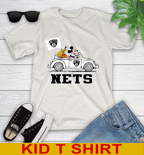 NBA Basketball Brooklyn Nets Pluto Mickey Driving Disney Shirt Youth T-Shirt 12