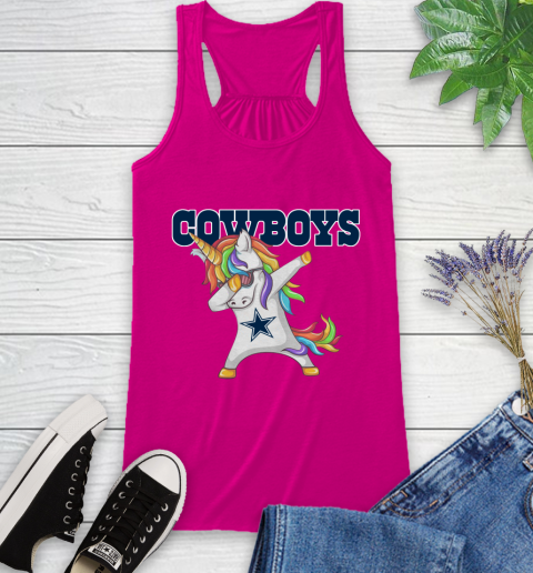 Dallas Cowboys NFL Football Funny Unicorn Dabbing Sports Racerback Tank 8