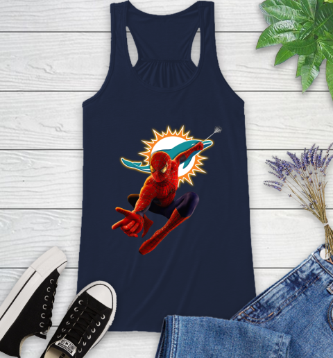 NFL Spider Man Avengers Endgame Football Miami Dolphins Racerback Tank 12
