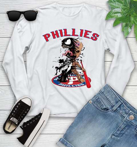 MLB Philadelphia Phillies Baseball Venom Groot Guardians Of The Galaxy Youth Long Sleeve