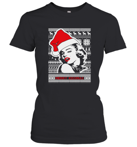Merry Kissmas Ugly Christmas Slouchy Off Shoulder Oversized Women's T-Shirt