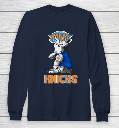 NBA Basketball My Cat Loves New York Knicks Long Sleeve T-Shirt 2