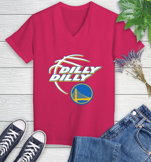 NBA Golden State Warriors Dilly Dilly Basketball Sports Women's V-Neck T-Shirt 9