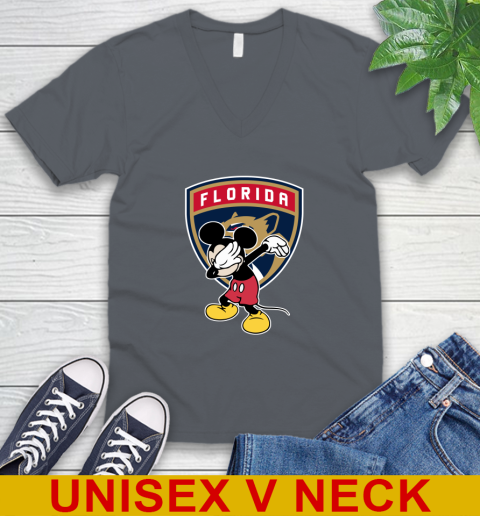 Florida Panthers NHL Hockey Dabbing Mickey Disney Sports V-Neck T-Shirt 5