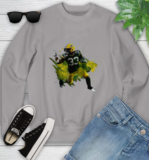 Aaron Jones Running Green Bay Packers Youth Sweatshirt 3