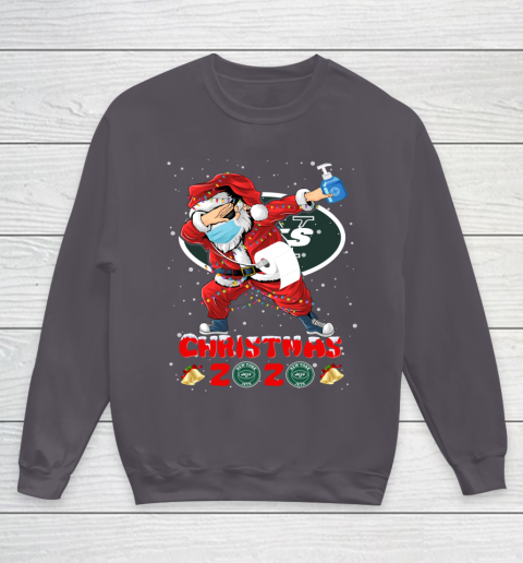 New York Jets Funny Santa Claus Dabbing Christmas 2020 NFL Youth Sweatshirt 5