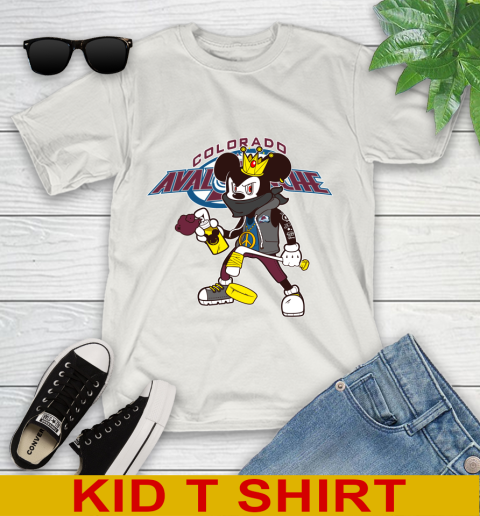 Colorado Avalanche NHL Hockey Mickey Peace Sign Sports Youth T-Shirt - Image 13