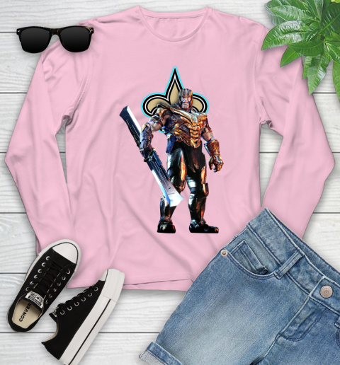 NFL Thanos Gauntlet Avengers Endgame Football New Orleans Saints Youth Long Sleeve 10
