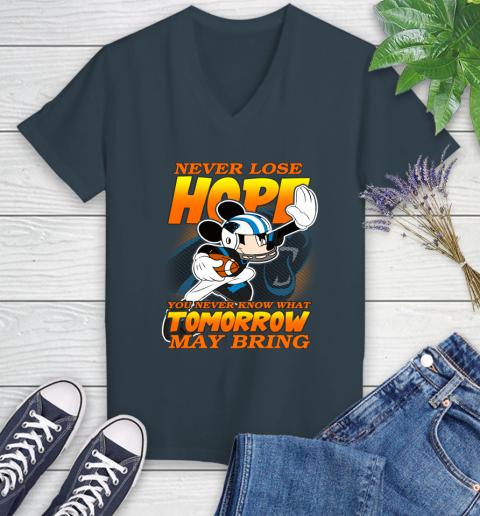 Carolina Panthers NFL Football Mickey Disney Never Lose Hope Women's V-Neck T-Shirt 8