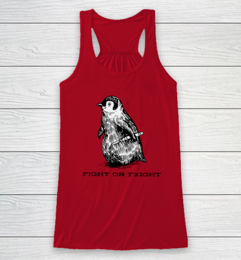 Fight Or Flight Funny Penguin Pun Racerback Tank - Image 4