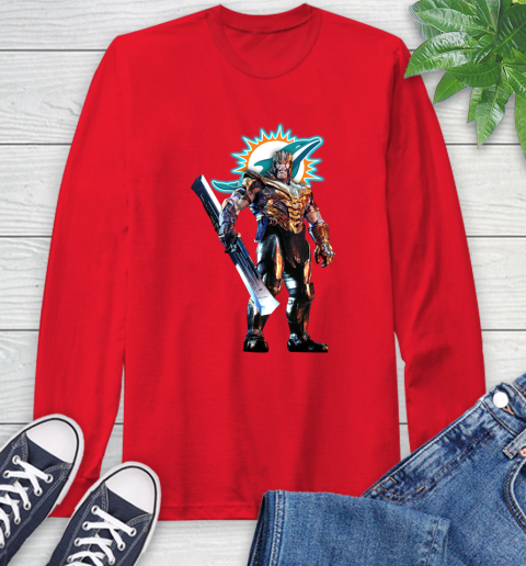 NFL Thanos Gauntlet Avengers Endgame Football Miami Dolphins Long Sleeve T-Shirt 10
