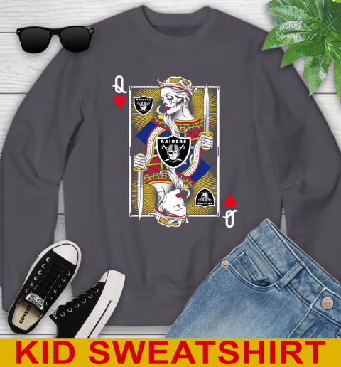 NFL Football Oakland Raiders The Queen Of Hearts Card Shirt Youth Sweatshirt 5