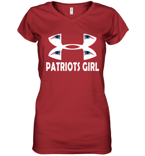 NFL New England Patriots Girl Under Armour Football Sports Wwx7F5sQPp6 women v neck t shirt 39 95 151514 front red