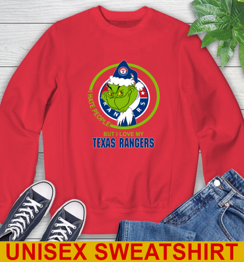 Texas Rangers MLB Christmas Grinch I Hate People But I Love My Favorite Baseball Team Sweatshirt 10