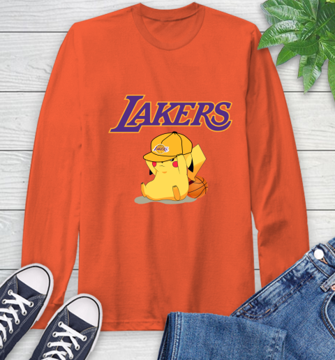 NBA Pikachu Basketball Sports Los Angeles Lakers Long Sleeve T-Shirt 5
