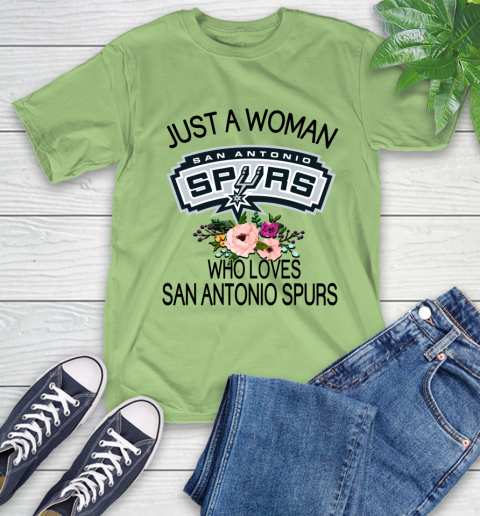 NBA Just A Woman Who Loves San Antonio Spurs Basketball Sports T-Shirt 9