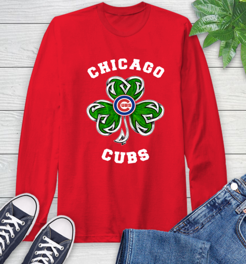 MLB Chicago Cubs Three Leaf Clover St Patrick's Day Baseball Sports Long Sleeve T-Shirt 11