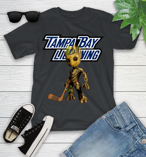 Tampa Bay Lightning NHL Hockey Groot Marvel Guardians Of The Galaxy Youth T-Shirt 2