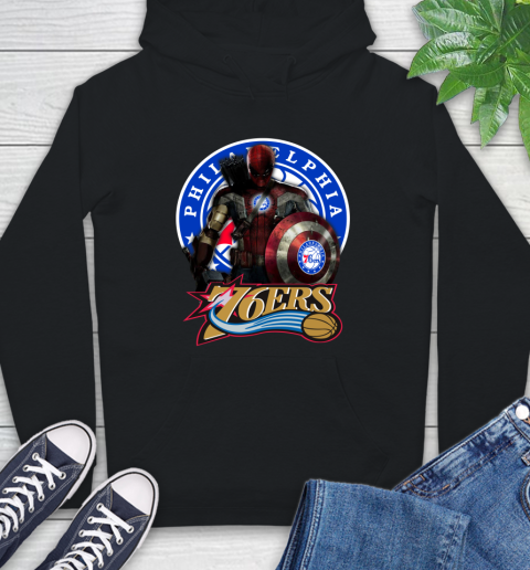 Philadelphia 76ers NBA Basketball Captain America Thor Spider Man Hawkeye Avengers (1) Hoodie 2