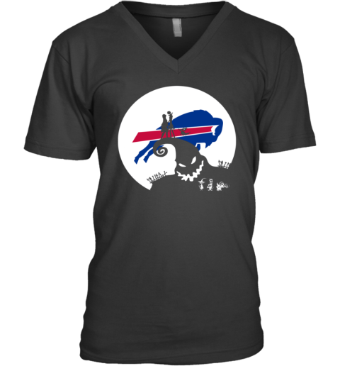 Buffalo Bills Jack Skellington And Sally Halloween V-Neck T-Shirt