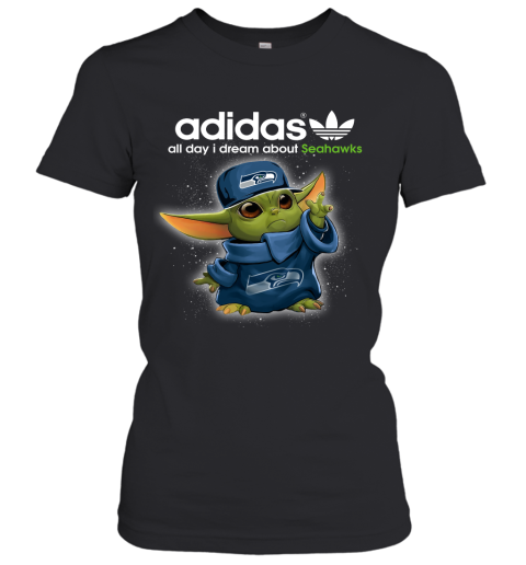 Baby Yoda Adidas All Day I Dream About Seattle Seahawks Women's T-Shirt