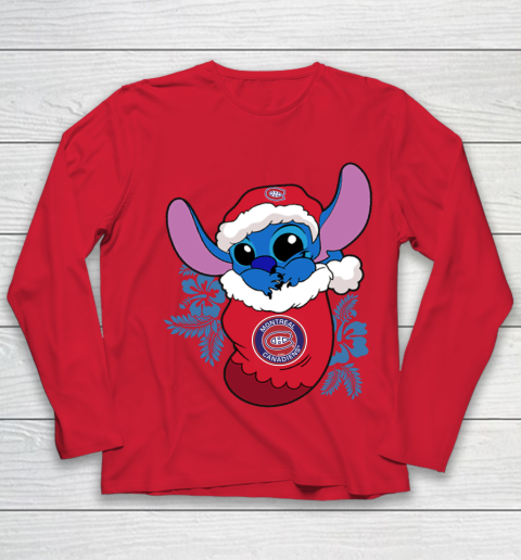 Montreal Canadiens Christmas Stitch In The Sock Funny Disney NHL Youth Long Sleeve 10